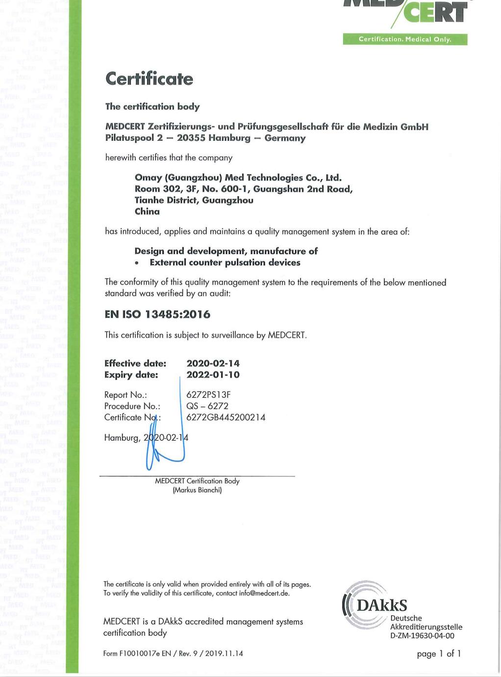 EECP ISO13485 certificate
